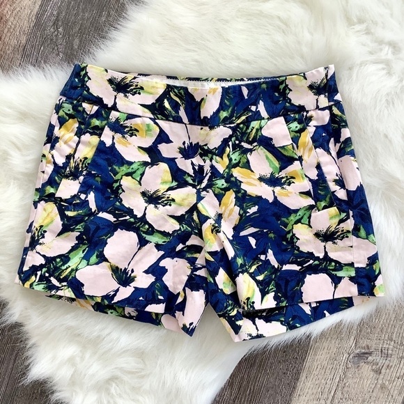 J. Crew floral cotton stretch shorts size 0 - Picture 1 of 6